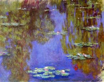 One of Monet's "upside down" paintings with the sky at the bottom as a reflection. This also shows the weeping willows upside down.