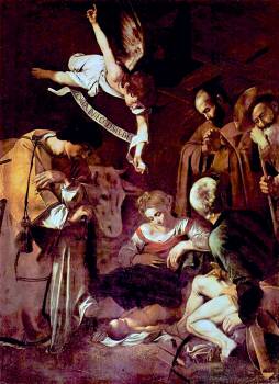 The Missing Caravaggio painting, Nativity with St. Francis and St. Lawrence.