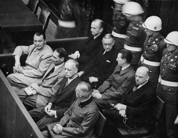 The Nuremberg Trials began on November 20, 1945. In this picture, the man on the farthest left is Hermann Goering. Convicted and sentences to death, he committed suicide the night before the hanging was to be carried out.