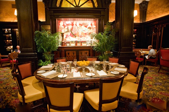 The Round Table at the Algonquin where the group had lunch. The iconic painting of the group is in the background.