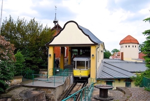 The funicular in Dresden which goes up the mountain to spectacular view.