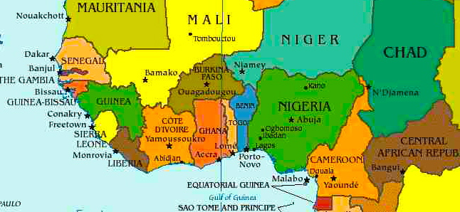 map of west africa with countries. countries in West Africa,
