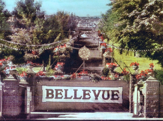 Belfast Zoo, built in 1934 at the Bellevue Gardens. The Grand Staircase leads up the hill from the gardens to the zoo.