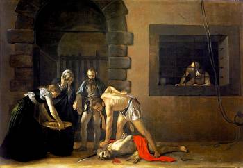 The Beheading of St. John by Caravaggio, 1608, a painting Mr. Wolphram has in his room.
