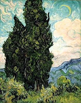 Van Gogh's "Cypresses," 1889. 