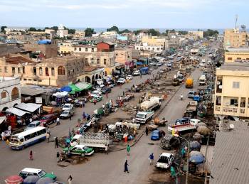 The main street in Djibouti, capital of Djibouti, where the Gulf of Aden meets the Red Sea.