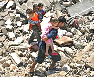 family-escapes-rubble-300x248