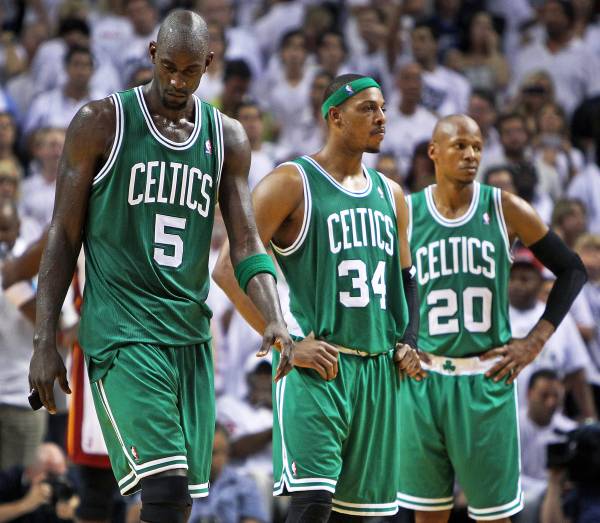 The Big Three: Kevin Garnett, Paul Pierce, and Ray Allen whom Georgie watched with William during the 2008 Celtics Championship season.