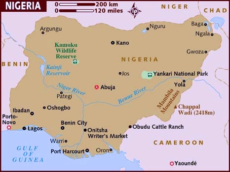 Map of Nigeria with 