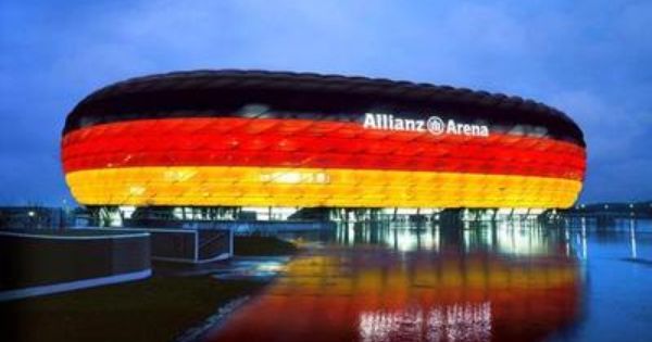 Allianza Arena, the soccer/football stadium in Munich, designed by Pierre de Meuron and Jacques Herzog.