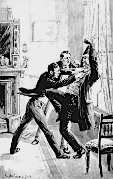 George Wylie Hutchinson, also an illustrator for the first edition of A Study in Scarlet, a fight in the climactic last scene.