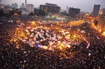 Tahrir Square uprising, Jan. 25, 2011 - Feb. 11, 2011.