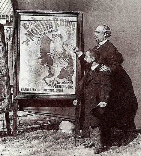 Toulouse Lautrec in his studio after revealing his latest poster for Le Moulin Rouge, something that Lefebvre was pleased to see. He is accompanied by the owner of Le Chabanais 
